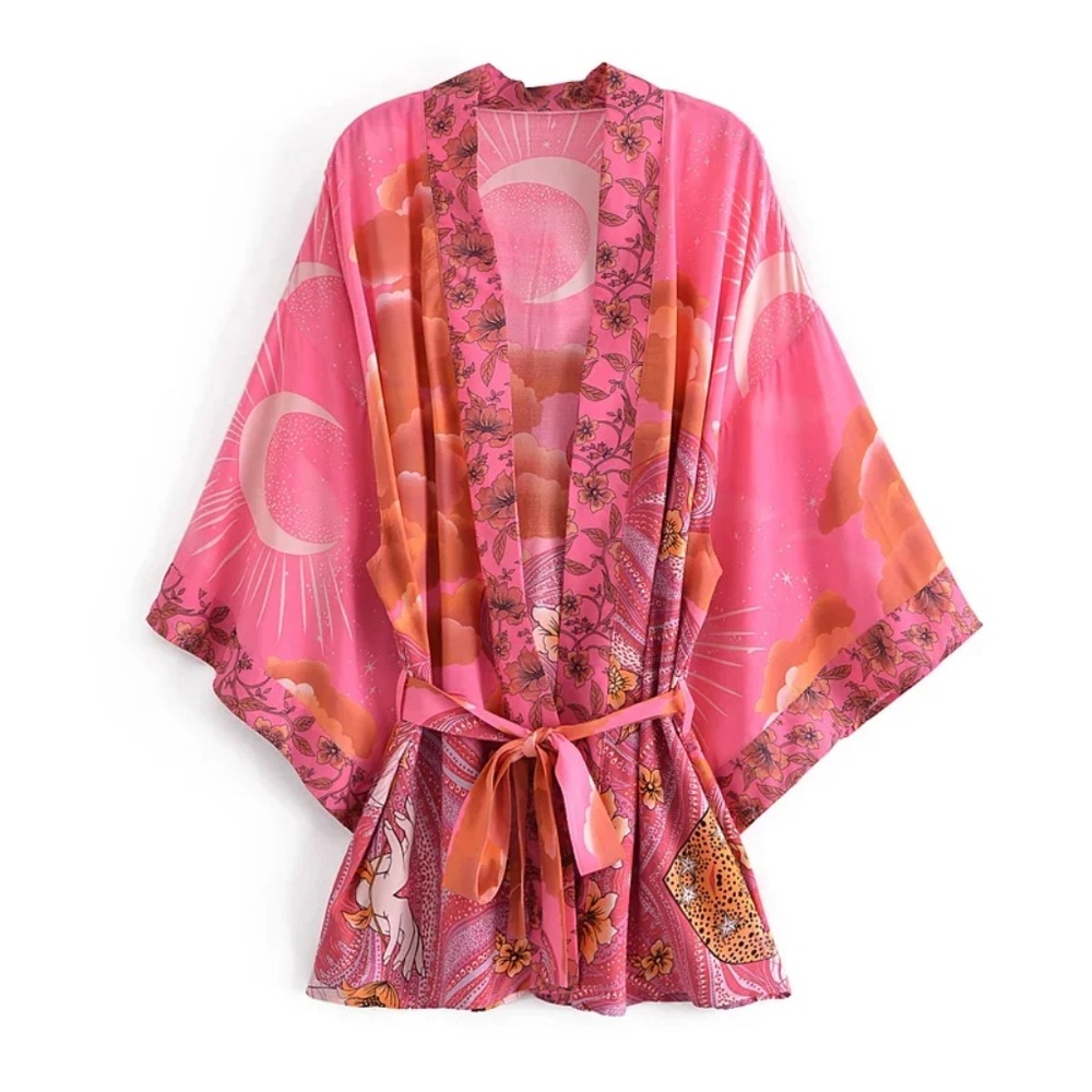 Floral Pink Kimono Top